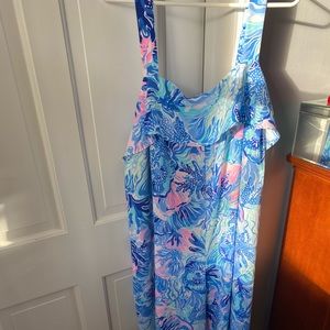 Lilly Pulitzer Tasely Jumpsuit saltwater blue shade seekers